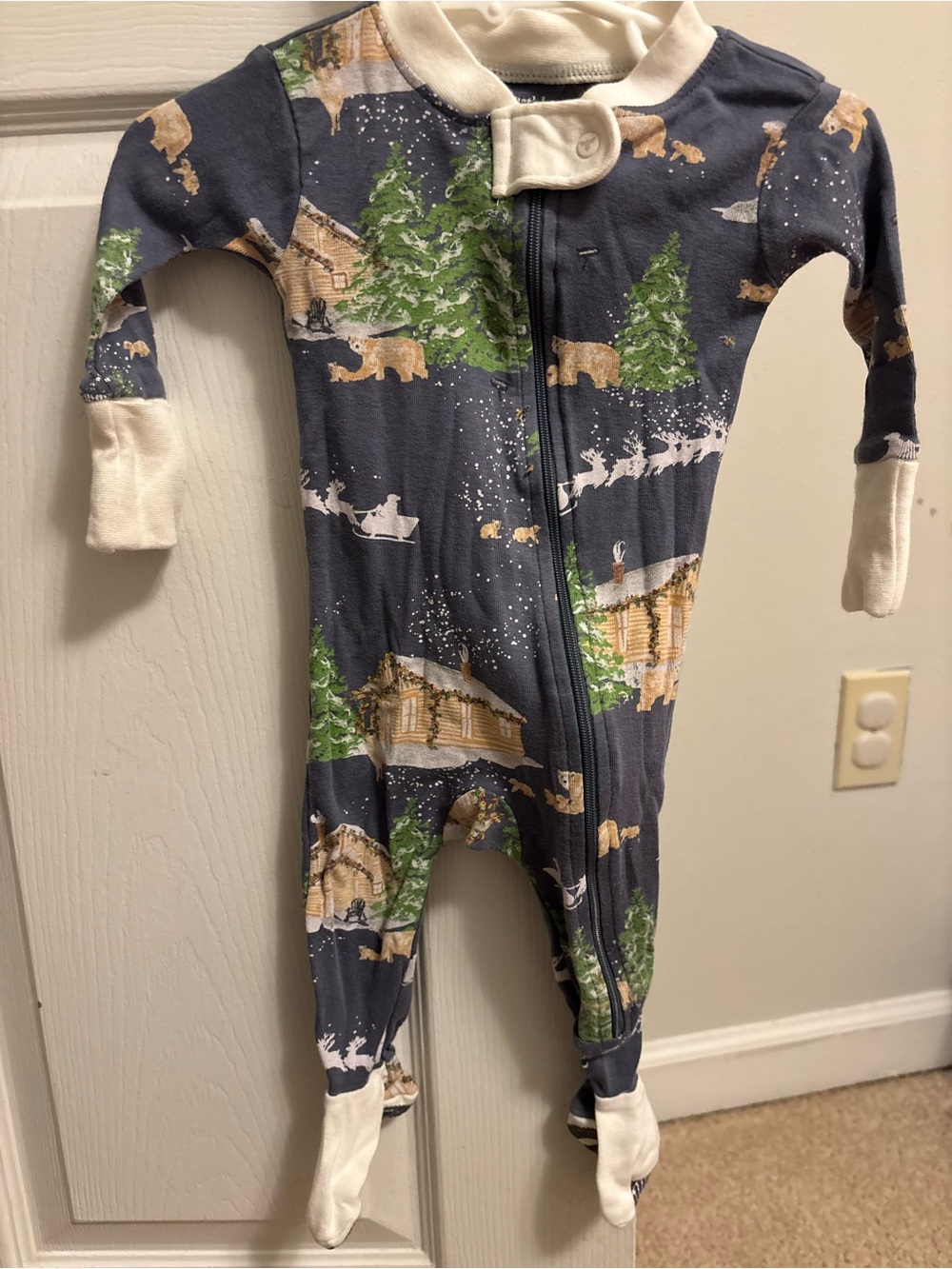 Burts bees Kids Navy Woodland Cabin Footed One-Piece